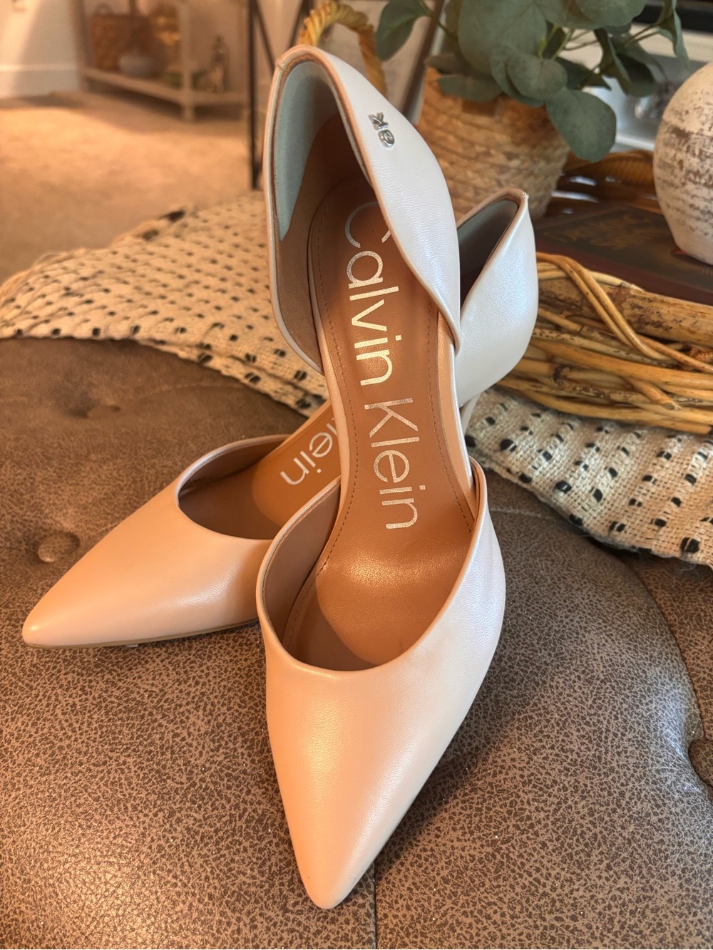 Calvin Klein Women's Pointed Toe D'Orsay Pumps in nude